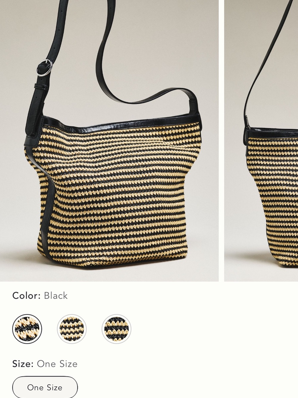 Anthropologie Black and Natural Woven Crossbody Bag